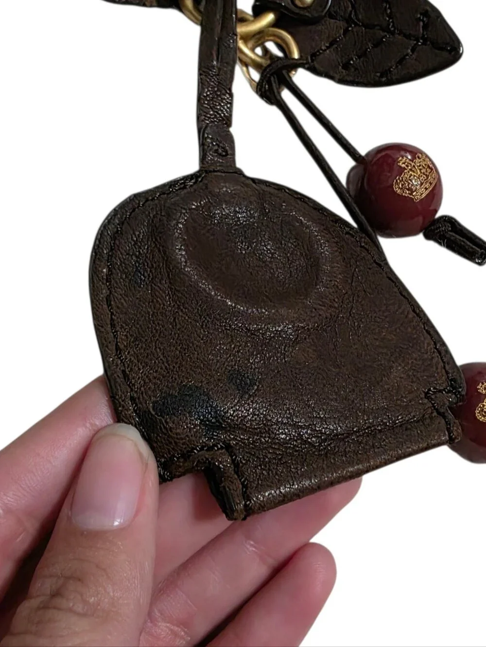 Juicy Couture vintage keychain with keyring holder and cherry/leaf charms